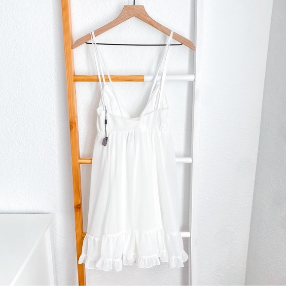 Ieena for Mac Duggal Ruffle V-neck Criss-Cross Mini Dress Sleeveless - Picture 5 of 16